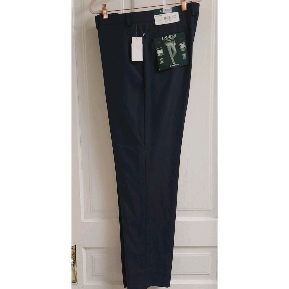 Lauren Ralph Lauren Mens Navy Blue Dress Pants Flat Front Ultra Flex 36x32 NWT